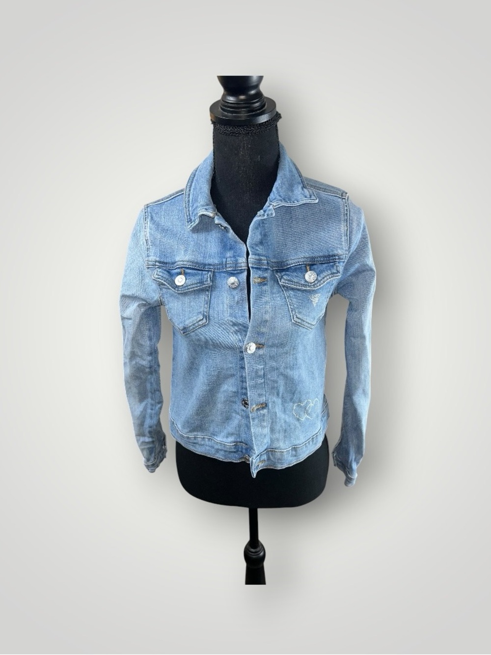 Guess Light Blue Denim Jacket with Red Brand Tag